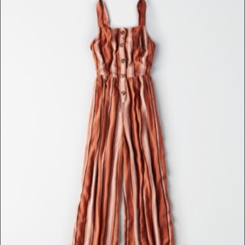 Button Front Tie Back Jumpsuit